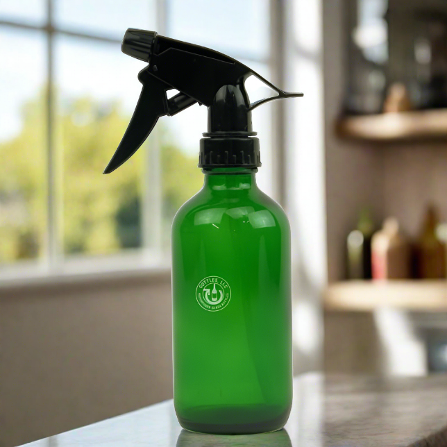 Green Glass 8oz Spray Bottle - Black