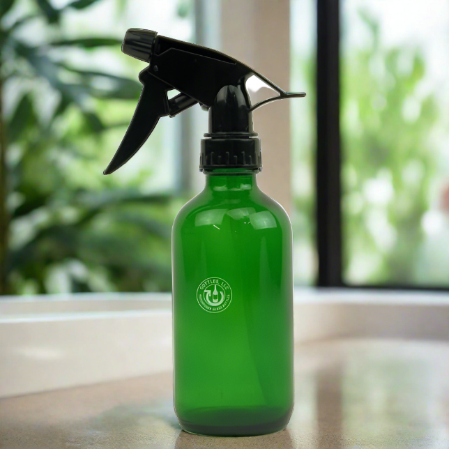 Green Glass 8oz Spray Bottle - Black