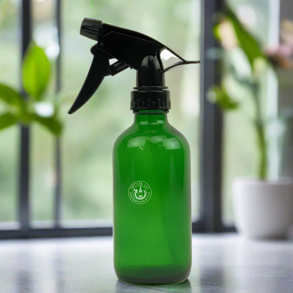 Green Glass 8oz Spray Bottle - Black