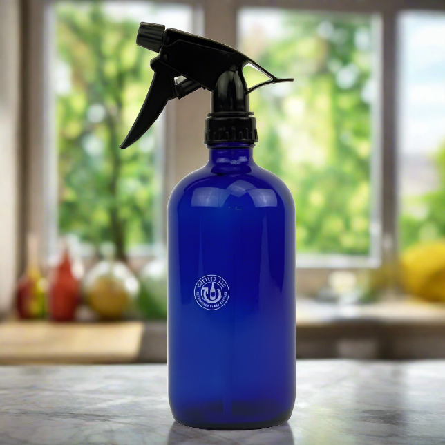 Round Cobalt Blue Glass 16oz Spray Bottle