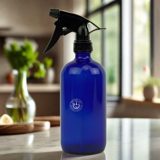 Round Cobalt Blue Glass 16oz Spray Bottle