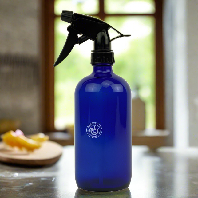 Round Cobalt Blue Glass 16oz Spray Bottle