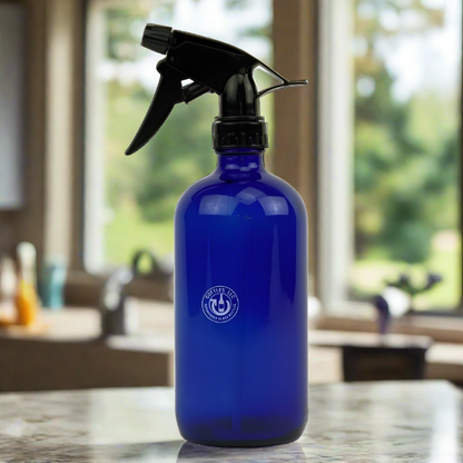 Round Cobalt Blue Glass 16oz Spray Bottle