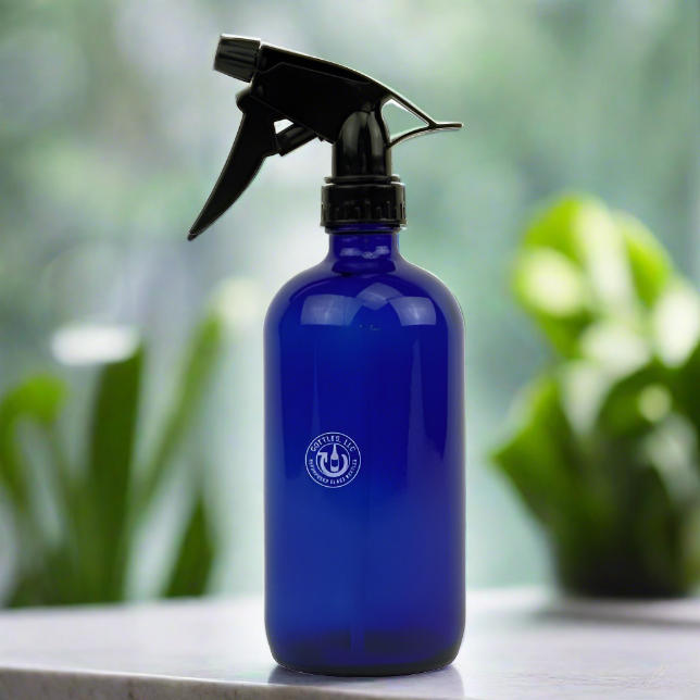 Round Cobalt Blue Glass 16oz Spray Bottle