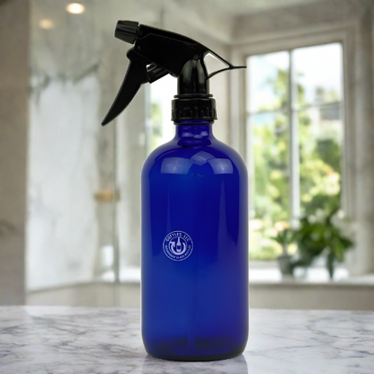 Round Cobalt Blue Glass 16oz Spray Bottle