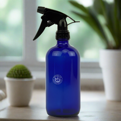 Round Cobalt Blue Glass 16oz Spray Bottle