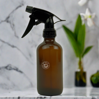 Amber Glass 8oz Spray Bottle - Black