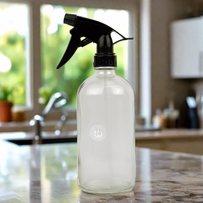 Clear Glass 16oz Spray Bottle - Black