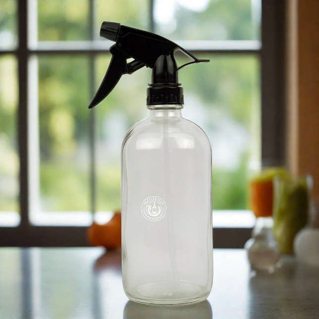 Clear Glass 16oz Spray Bottle - Black