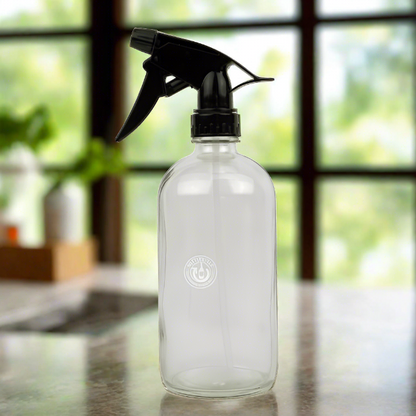 Clear Glass 16oz Spray Bottle - Black