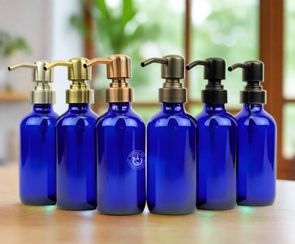 Cobalt Blue Glass Bottle 8oz Soap Dispenser - Pump Style 8