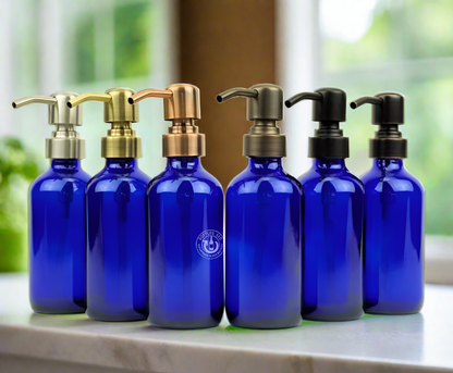 Cobalt Blue Glass Bottle 8oz Soap Dispenser - Pump Style 8