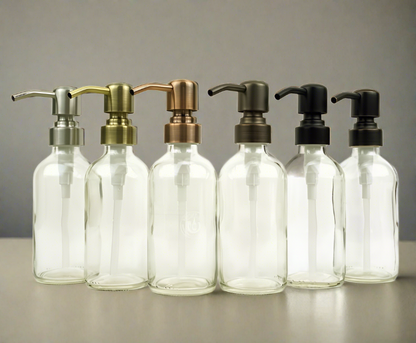 Clear Glass Bottle 8oz Soap Dispenser - Pump Style 8