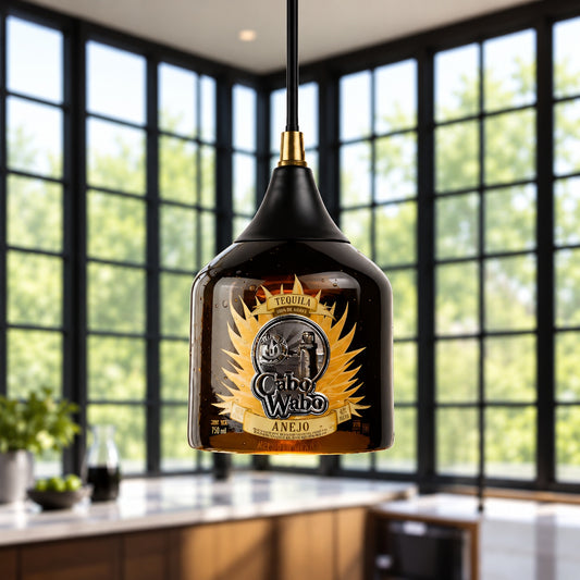 Cabo Wabo Tequila Bottle Pendant Light - Anejo Top Cut