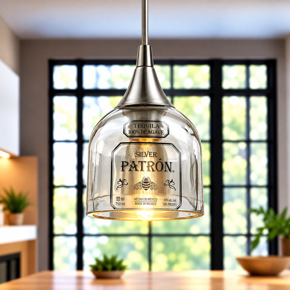 Patron Tequila Bottle Pendant Light - Top Cut