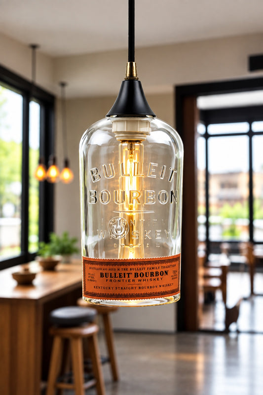 Bulleit Bourbon Whiskey Bottle Pendant Light