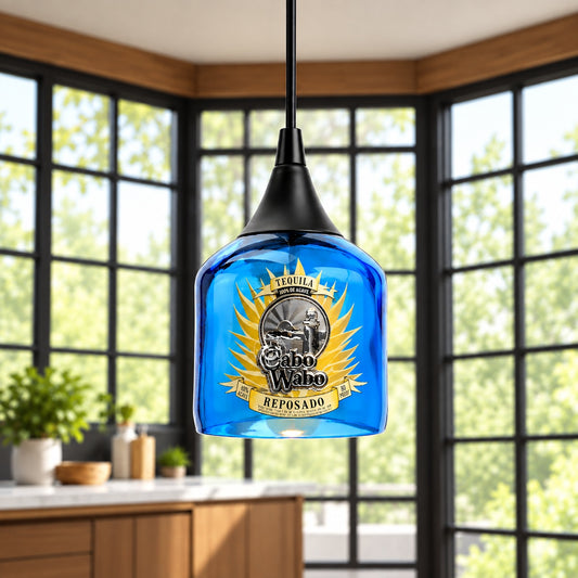 Cabo Wabo Tequila Bottle Pendant Light - Reposado Top Cut