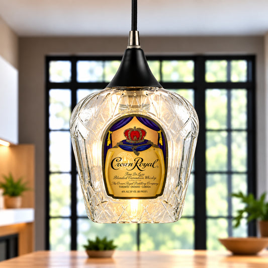 Crown Royal Whisky Bottle Pendant Light - Top Cut