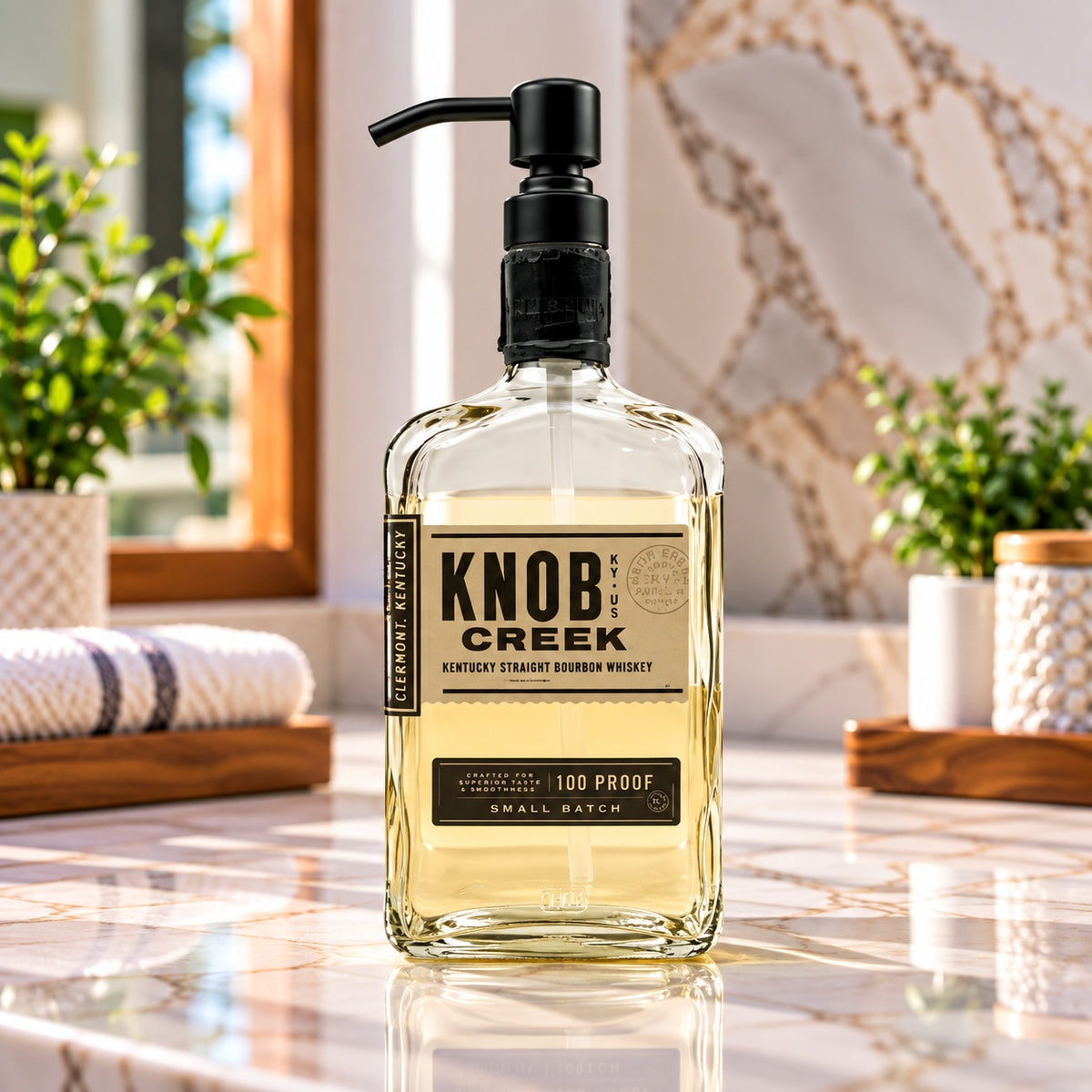 Knob Creek Whiskey Bottle Soap Dispenser