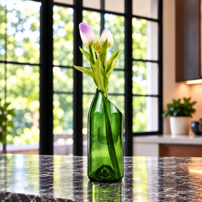 Wine Bottle Vase - Low Slanted Cut