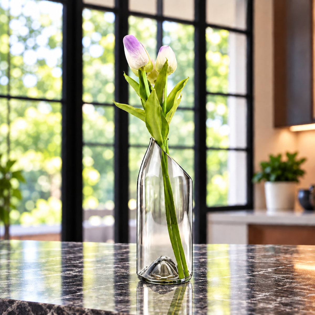 Wine Bottle Vase - Low Slanted Cut
