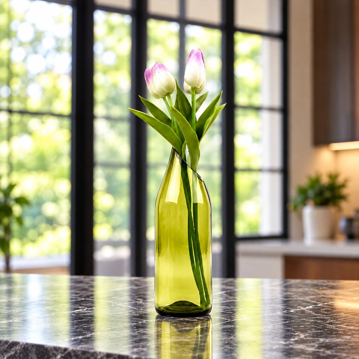 Wine Bottle Vase - High Slanted Cut