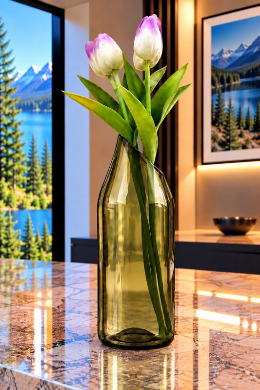 Wine Bottle Vase - High Slanted Cut