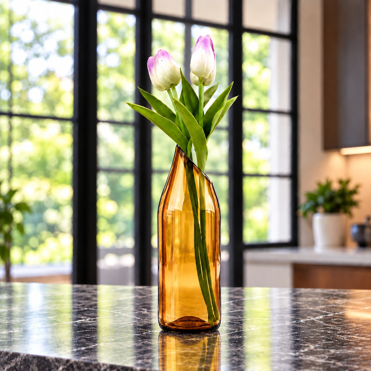 Wine Bottle Vase - High Slanted Cut