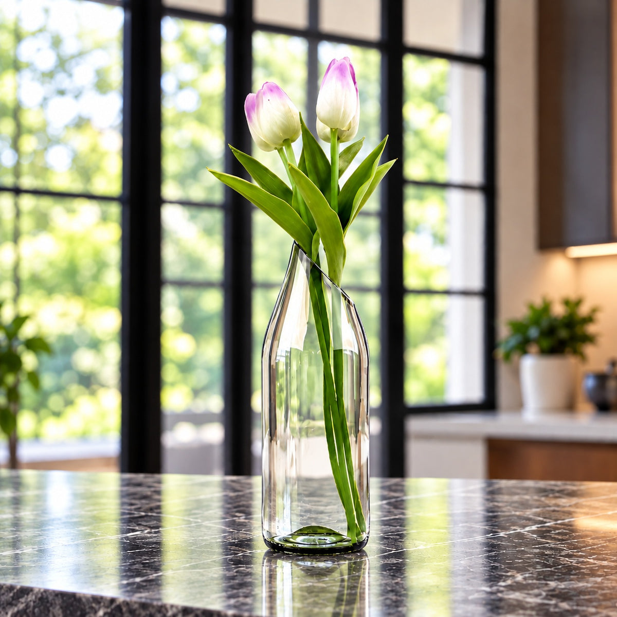 Wine Bottle Vase - High Slanted Cut