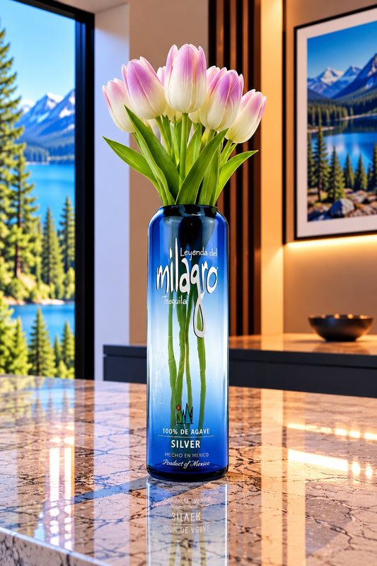 Milagro Tequila Bottle Vase
