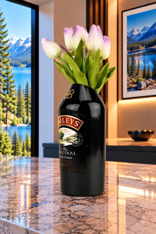 Baileys Irish Cream Bottle Slanted-Cut Vase
