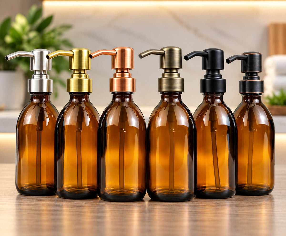 Amber Glass Bottle 8oz Soap Dispenser KSS8