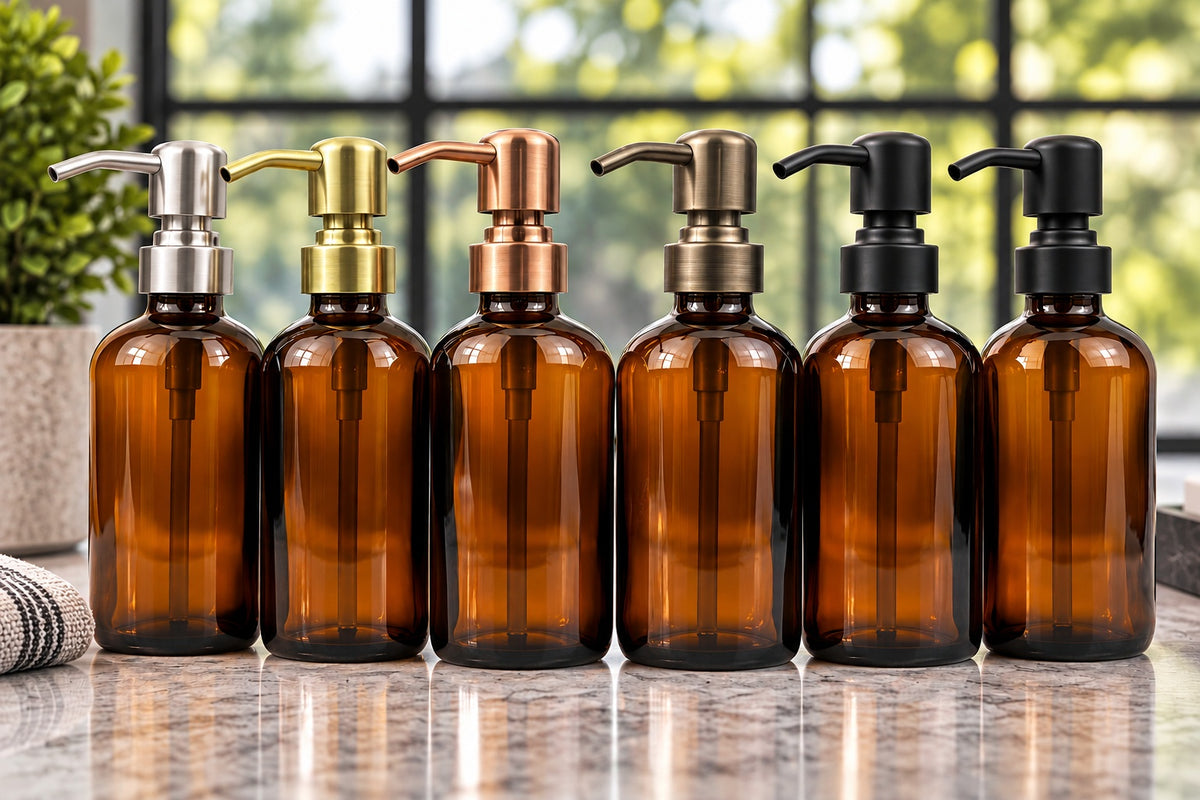 Amber Glass Bottle 8oz Soap Dispenser KS8