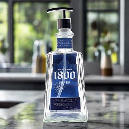 1800 Silver Tequila Bottle Soap Dispenser