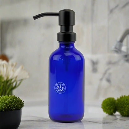 Cobalt Blue Glass Bottle 8oz Soap Dispenser - Pump Style 6