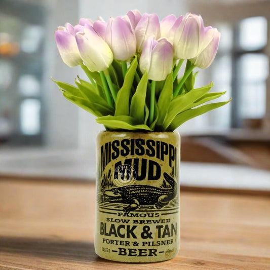Mississippi Mud Black & Tan Beer Bottle Vase