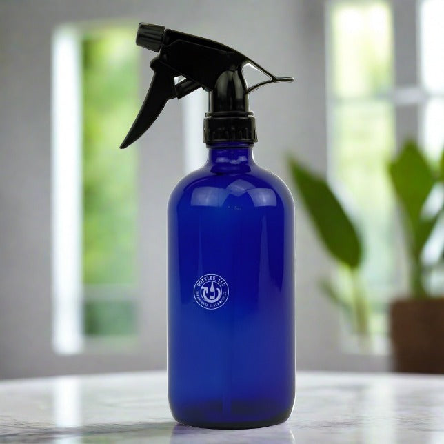 Round Cobalt Blue Glass 16oz Spray Bottle