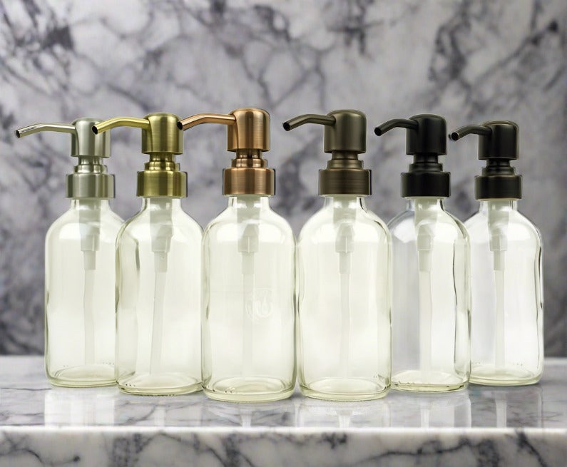 Clear Glass Bottle 8oz Soap Dispenser - Pump Style 8